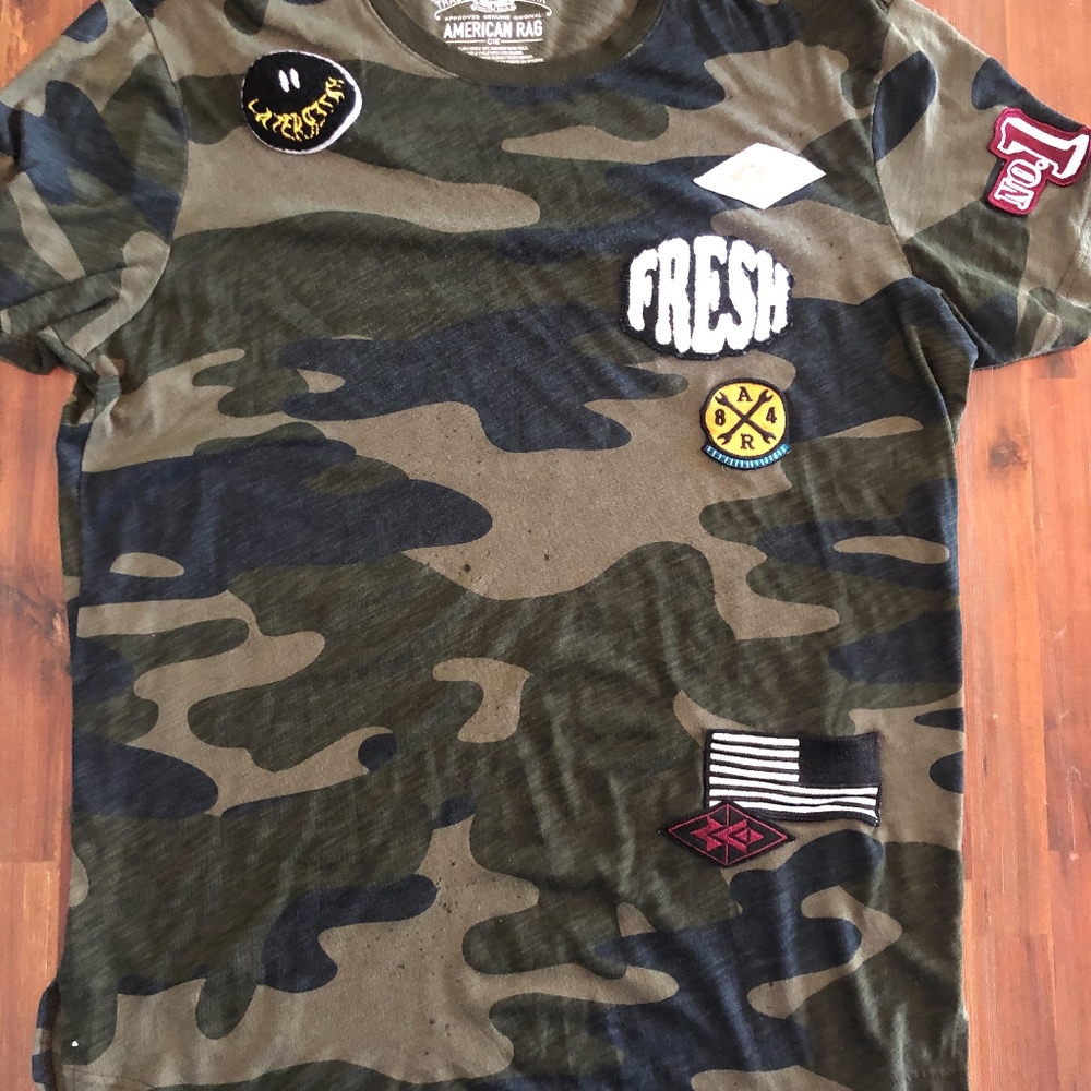 American Rag Camo Patch t shirt